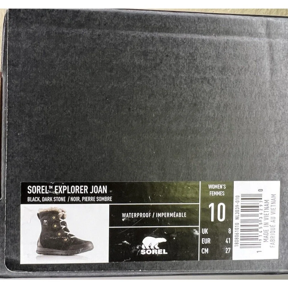 SOREL Explorer Joan Black/Dark‎ Stone Winter Boots Women’s Size 10